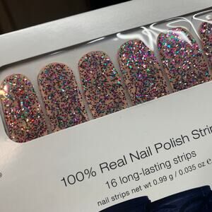 NIP Color Street PARTY IN THE USA FMG138 pink glitter nail polish strips wraps